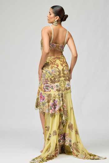 Varun Bahl Floral Embroidered Skirt & Blouse Set 