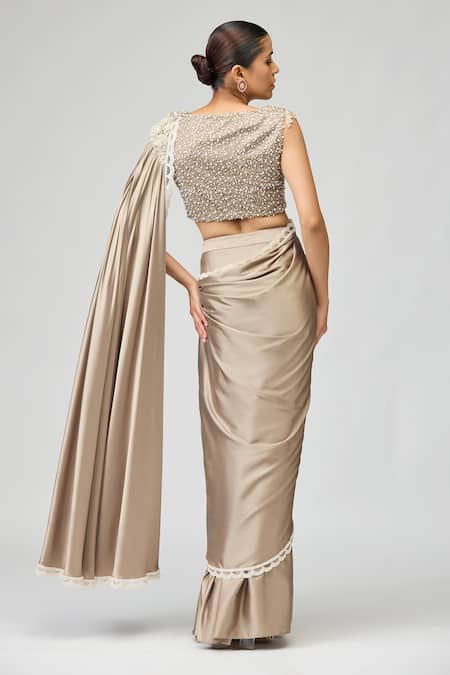 Varun Bahl Bead Embellished Pre-Draped Saree With Blouse 