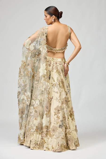 Varun Bahl 3D Floral Patchwork Embroidered Lehenga Set 