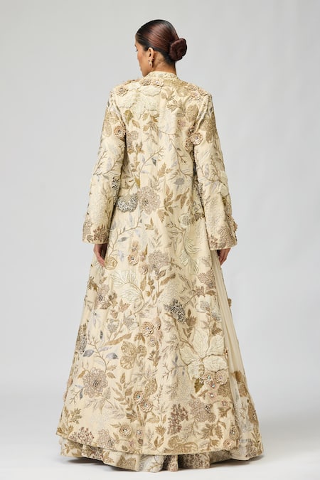 Varun Bahl Floral Embroidered Jacket Anarkali Set 