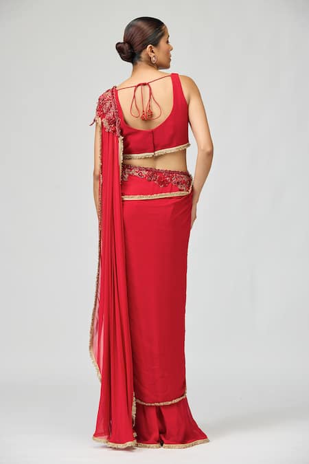 Varun Bahl Embroidered Saree With Blouse 