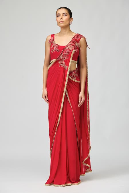 Varun Bahl Embroidered Saree With Blouse 