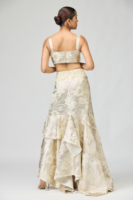 Varun Bahl Pearl Embroidered Blouse & Skirt Set