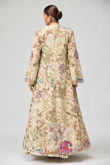 Varun Bahl Floral Embroidered Jacket Anarkali Set 