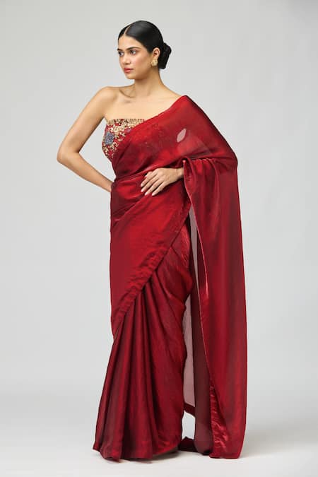 Varun Bahl Saree With Embroidered Blouse 