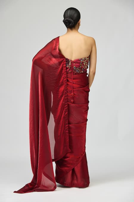 Varun Bahl Saree With Embroidered Blouse 