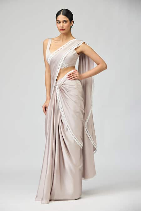 Varun Bahl Cutdana & Bead Work Pre-Draped Saree With Blouse 