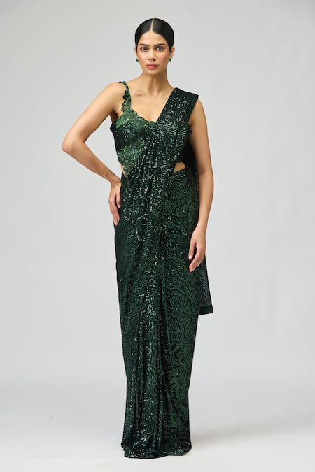 Varun Bahl Sequin Embellished Saree With Blouse 
