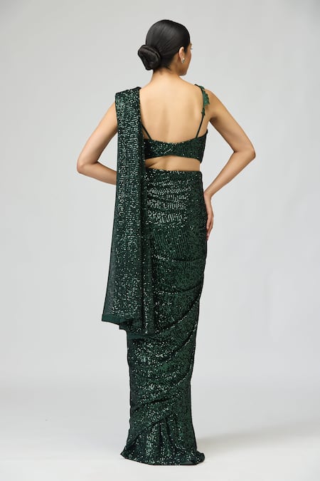 Varun Bahl Sequin Embellished Saree With Blouse 