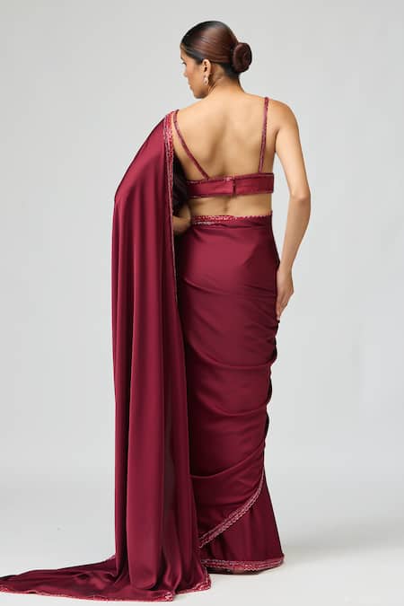 Varun Bahl 3D Leaf Embellished Saree With Blouse 