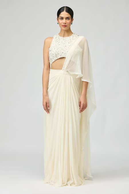 Varun Bahl Cutdana Embellished Pre-Draped Saree With Blouse 