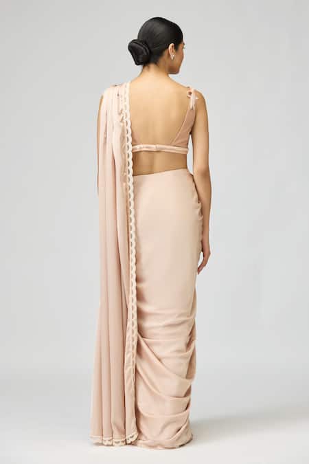 Varun Bahl Satin Saree With Embroidered Blouse 
