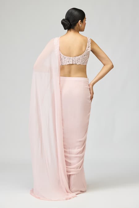 Varun Bahl Pre-Draped Saree With Embroidered Blouse 
