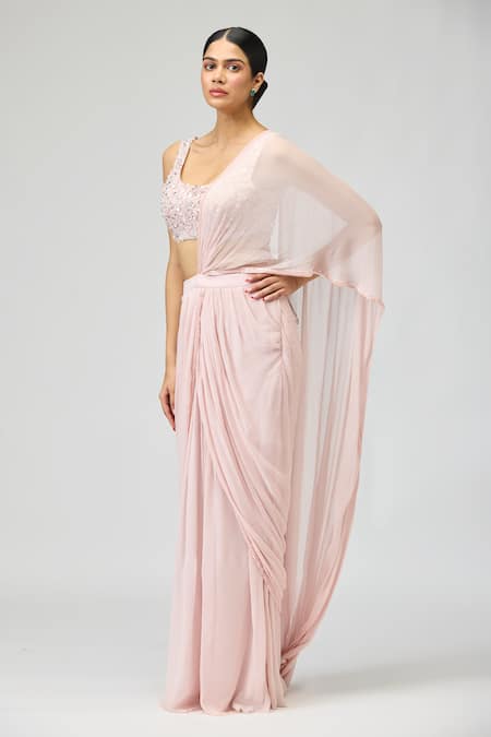 Varun Bahl Pre-Draped Saree With Embroidered Blouse 