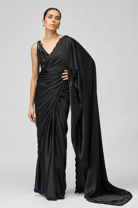 Varun Bahl Border Embroidered Saree With Blouse 