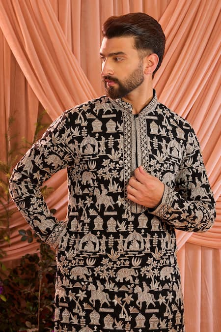 Buy Kasbah Black Georgette Sequins, Zari Embroidered Kurta Online at Aza Fashions Buy_Kasbah_Black Georgette Sequins, Zari Embroidered Kurta _Online_at_Aza_Fashions