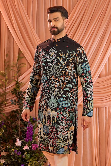 Kasbah Mughal Embroidered Silk Kurta 
