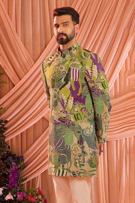 Kasbah Abstract Zari Embroidered Sherwani Jacket 