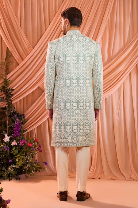 Kasbah Geometric Embroidered Sherwani Jacket 