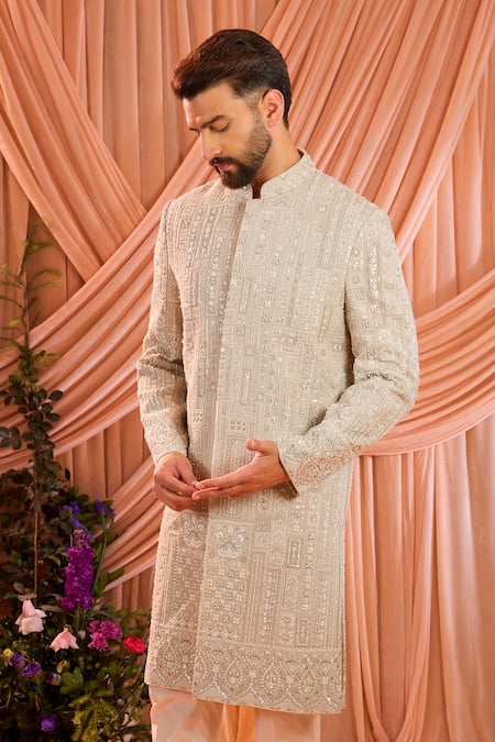Kasbah Tonal Embroidered Sherwani Jacket 