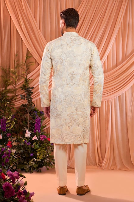 Kasbah Tonal Embroidered Silk Kurta 