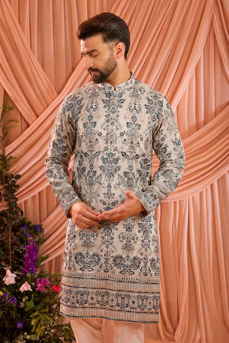 Kasbah Floral Chikankari Tissue Kurta