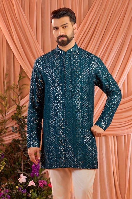 Kasbah Butti Embroidered Silk Kurta 