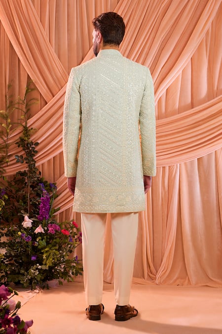 Kasbah Hand Embroidered Georgette Sherwani Jacket 