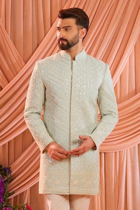 Kasbah Hand Embroidered Georgette Sherwani Jacket 