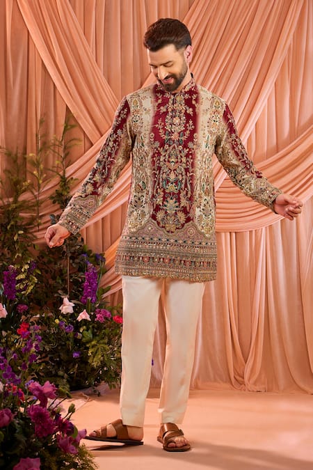 Kasbah Green Silk, Crepe Embroidery, Sequins Kurta Online at Aza Fashions Kasbah_Green Silk, Crepe Embroidery, Sequins Kurta _Online_at_Aza_Fashions