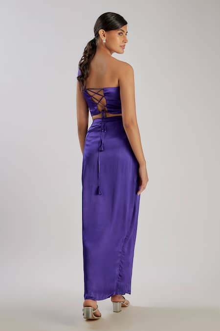 Essay By Sumedha Agrawal One Shoulder Pleated Top & Skirt Set 