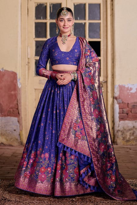 Safaa Shab-E-Gul Floral Woven Lehenga Set 