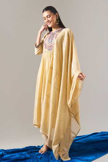 Buy Samyukta Singhania Beige Chanderi, Shantoon Embroidery, Sequins, Mirrors, Lace Mul Kurta Set Online at Aza Fashions Buy_Samyukta Singhania_Beige Chanderi, Shantoon Embroidery, Sequins, Mirrors, Lace Mul Kurta Set _Online_at_Aza_Fashions