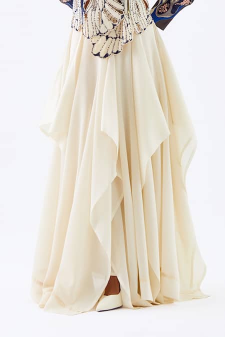 Buy_Jajaabor_Silk, Chanderi Embroidery, Beads Shawl Neck Gr-22a Ivory_axzff4sisf5gfj _Online_at_Aza_Fashions