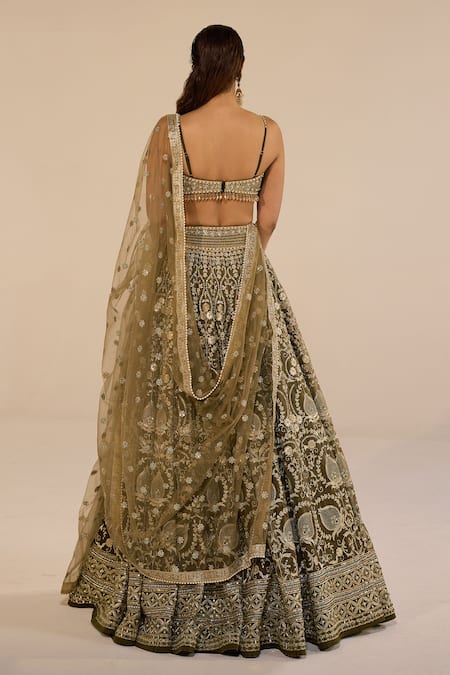 Cedar & Pine Basil Embroidered Lehenga Set