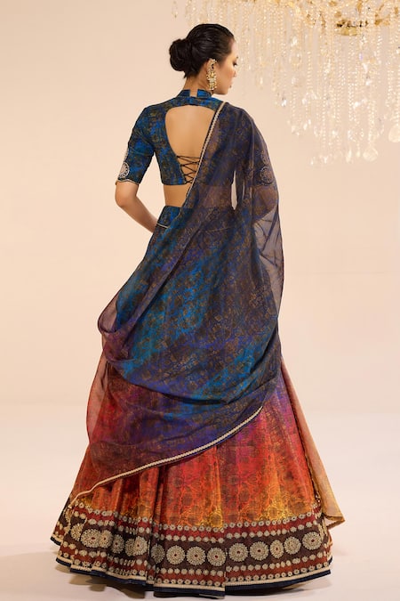 Cedar & Pine Aurora Ombre Pattern Lehenga Set