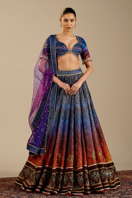 Cedar & Pine Tesoro Ombre Printed Lehenga Set