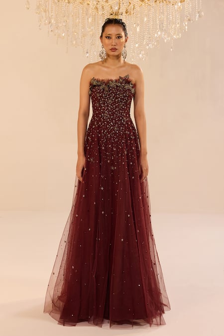 Cedar & Pine Vogue A-Line Embroidered Gown