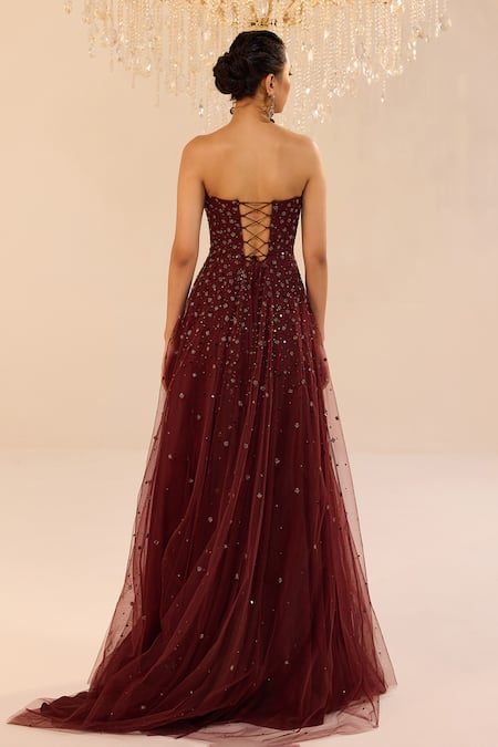 Cedar & Pine Vogue A-Line Embroidered Gown
