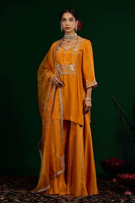 Omana By Ranjana Bothra Misbah Embroidered Kurta Sharara Set 