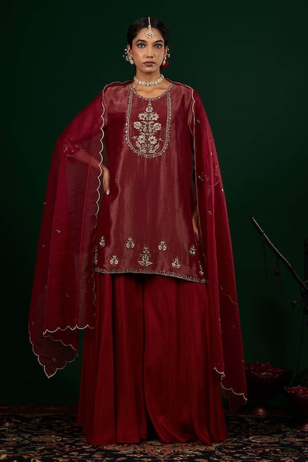 Omana By Ranjana Bothra Ruhani Embroidered Kurta Sharara Set 