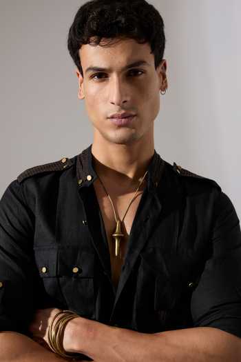 Buy_Son Of A Noble Snob_Black Linen Aaron Kurta Set _Online_at_Aza_Fashions