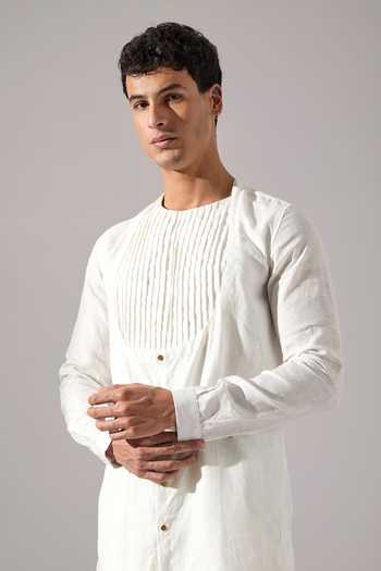 Buy_Son Of A Noble Snob_White Linen Derek Kurta Set _Online_at_Aza_Fashions