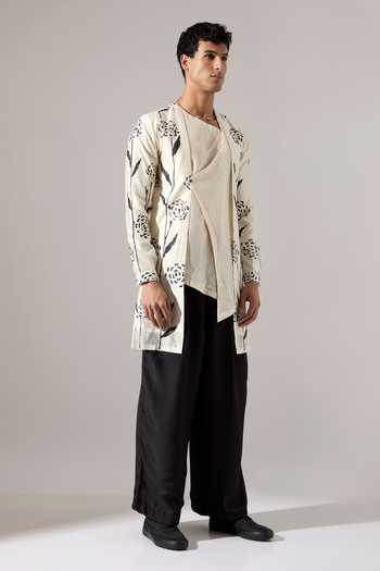 Son Of A Noble Snob_Off White Chanderi Orion Estate Kurta Set _Online_at_Aza_Fashions