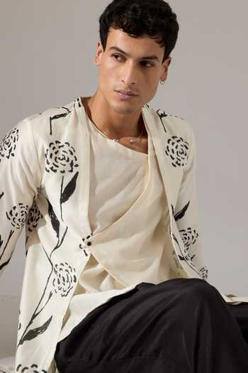 Buy_Son Of A Noble Snob_Off White Chanderi Orion Estate Kurta Set _Online_at_Aza_Fashions