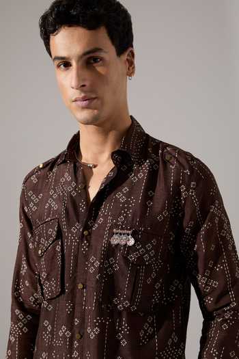 Son Of A Noble Snob_Brown Silk Cyrus Plus Minus Kurta Set _at_Aza_Fashions