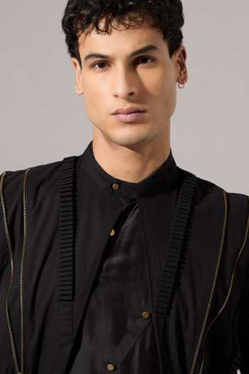Son Of A Noble Snob_Black Cotton Studs Mael Zipper Bundi _Online_at_Aza_Fashions