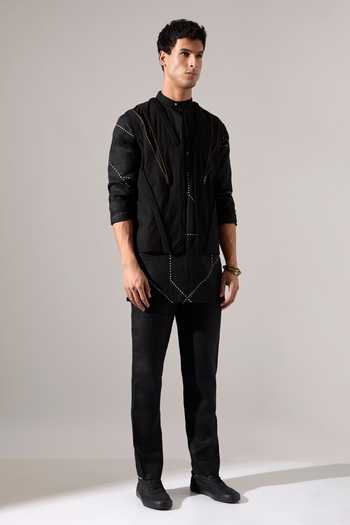Shop_Son Of A Noble Snob_Black Cotton Studs Mael Zipper Bundi _Online_at_Aza_Fashions