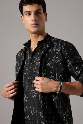 Buy_Son Of A Noble Snob_Black Linen Cameron Plus Minus Print Bundi 