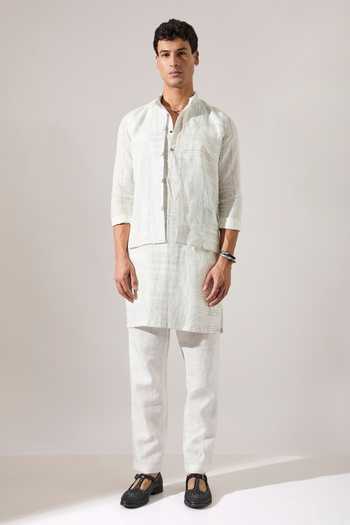 Buy Son Of A Noble Snob White Linen Cameron Dot Print Bundi Online at Aza Fashions Buy_Son Of A Noble Snob_White Linen Cameron Dot Print Bundi _Online_at_Aza_Fashions